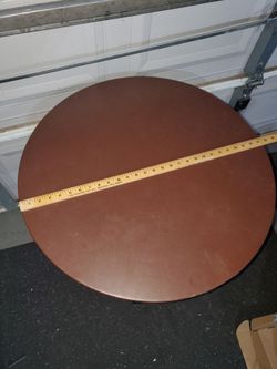 Covered round table/metal base