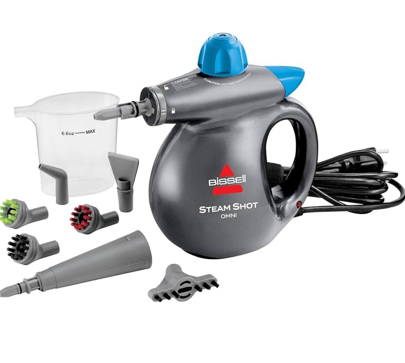 BISSELL® Steam Shot™ Omni handheld portable steam cleaner for tile, grout, windows, bathrooms, kitchens, includes 7 tools