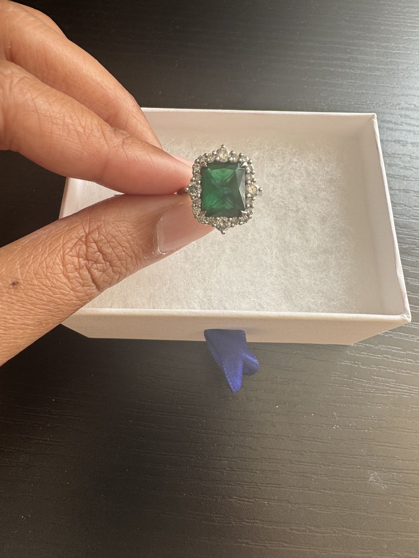 Emerald Green and Diamonds- Statement Ring