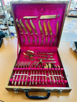 Mid-Century Brass Thai Flatware Set 29pcs. 