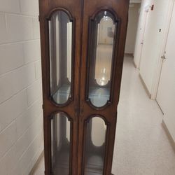 Antique Glass Mirror Storage Shelf w/ Lights