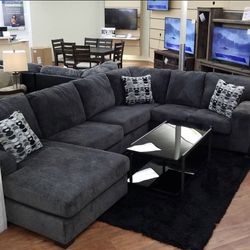 Ballinasloe Smoke 3-Piece LAF Chaise Sectional ( Couch, sofa, loveseat, recliner options