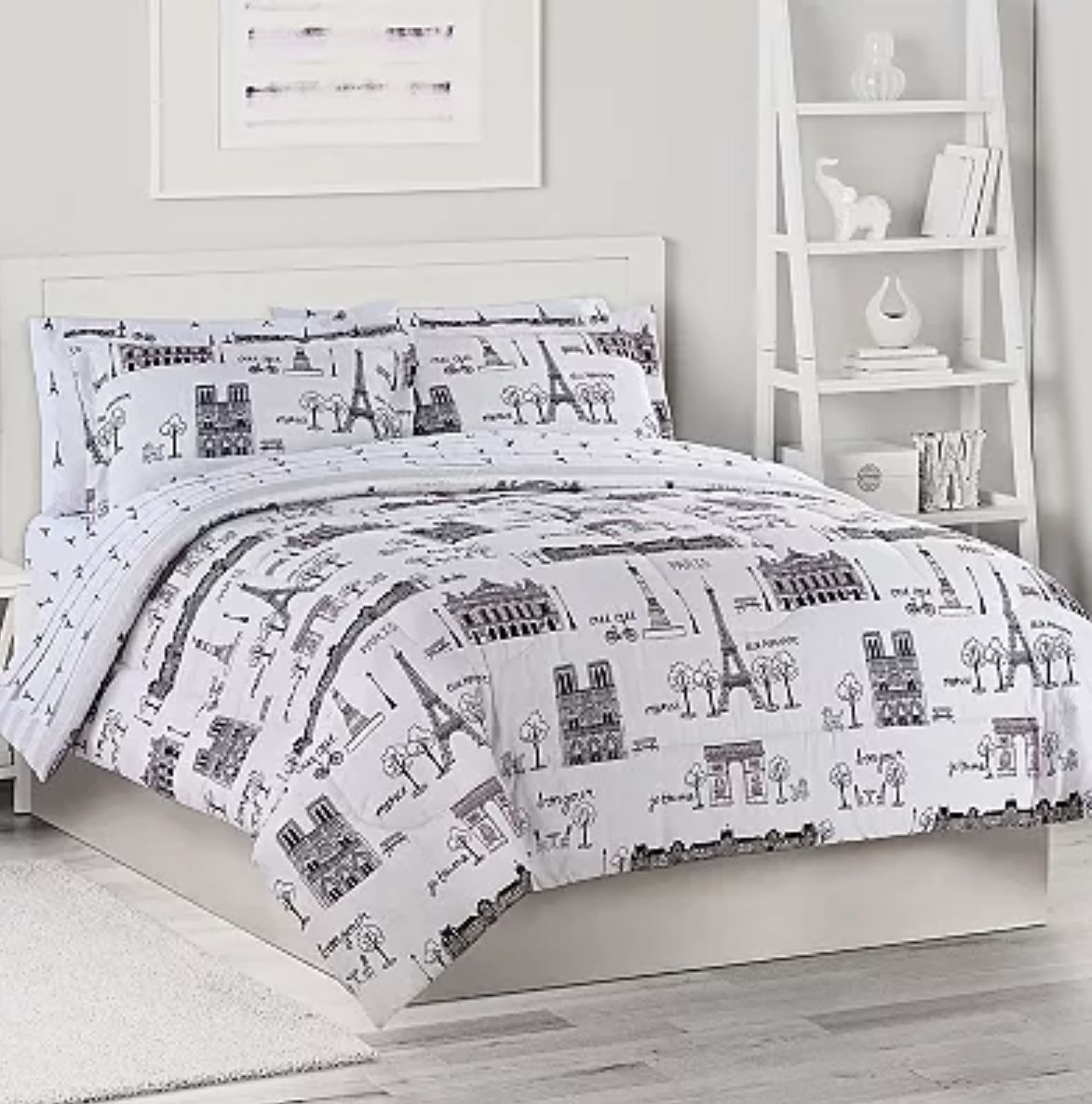 New King Size Comfy 11-Piece Reversible Paris Comforter Set
