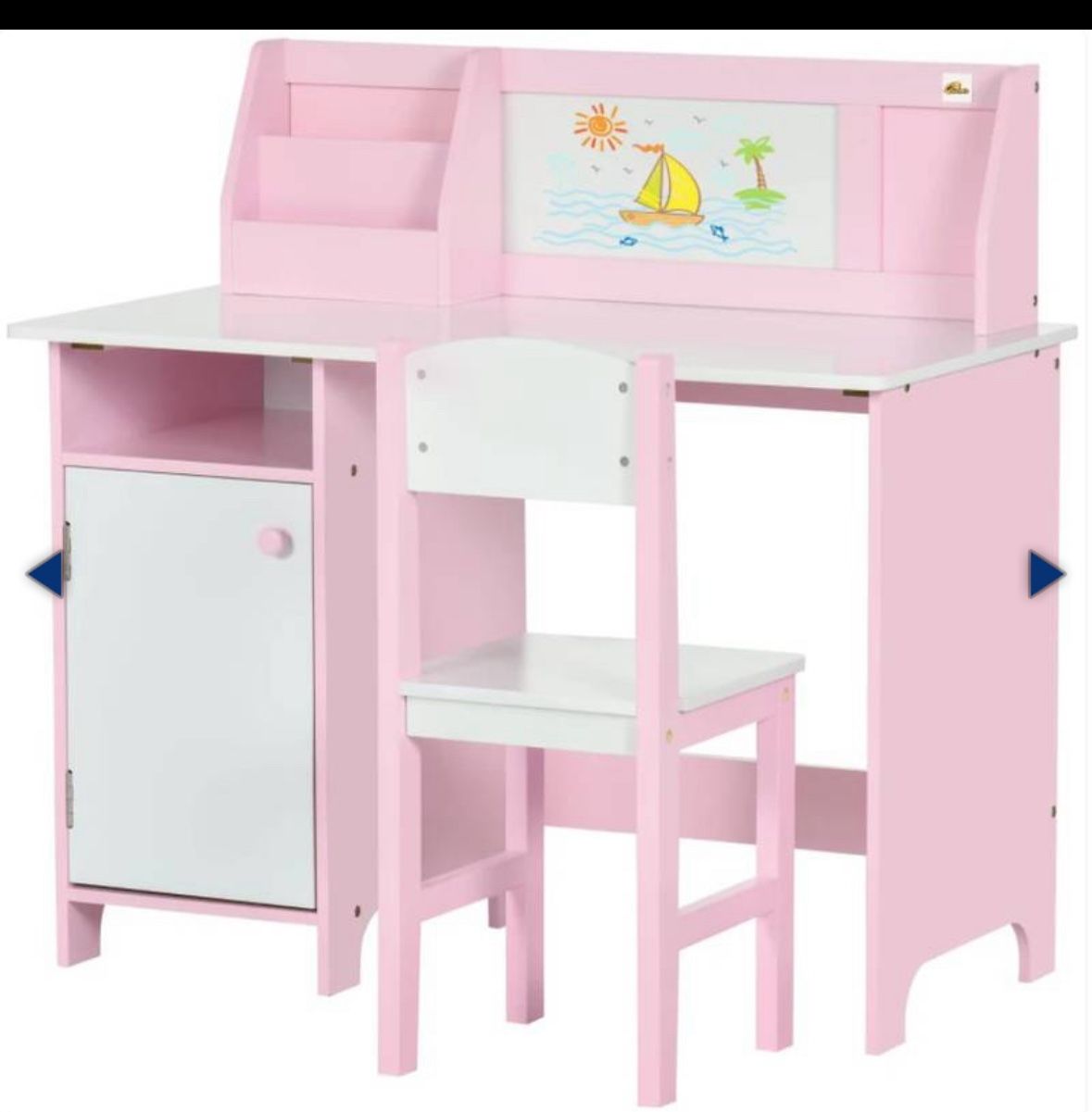 Pink and White Toddler Desk and Chair Set, Kids Writing Desk Study Table for Children - Brand New in Box