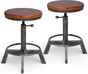 Set of 2-Industrial Bar Stool-Rustic Counter Height Chairs for Kitchen Island-Farmhouse style, Industrial look.