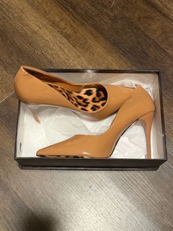 Nude Patent Leather Pointed-Toe Stiletto Heels