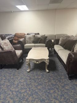 3-Piece Living Room Sofa Set with Coffee Table