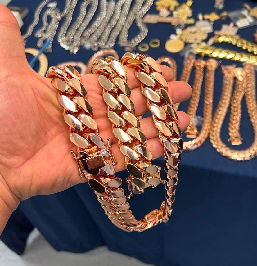 14k Miami Cuban Link Rose Gold Plated 20mm Heavy Chain 