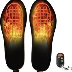 Heated Insoles with Remote Control Rechargeable Eletric Heated Shoes Boots Inserts for Women Men Wireless Foot Warmer for Hunting Hiking Camping（Black