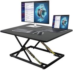 32in Desk Riser for Standing or Sitting, Standing Desk Converter, Height Adjustable Sit Stand Desk Converter, Fully Assembled Monitor Laptop Riser Wor