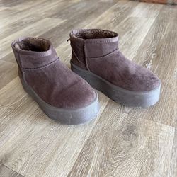 Brown platform mini boots