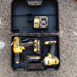 Dewalt Impact, Drill, Charger, And 2 Batteries