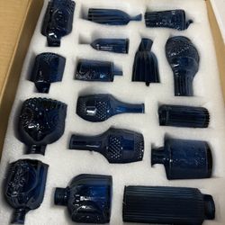 Blue Glass Flower Bud Vases 