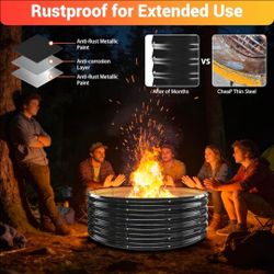 48 Inch Large Outdoor Fire Pit Ring,17" Taller, Heavy Duty High Heat Resistant Wood Burning Rimg (FIRM, FIJO, NADA MENOS, New)