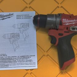 Milwaukee M12 FUEL 12V Lithium-Ion Brushless Cordless 1/2 in. Hammer Drill (Tool-Only)