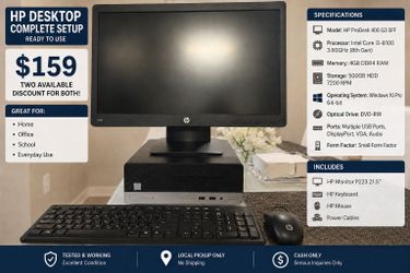 HP ProDesk 400 G3 SFF Complete Desktop Setup