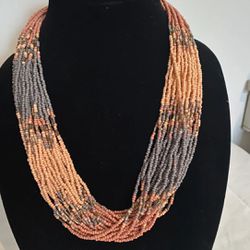 Multi strand bead necklace- 19 Inch