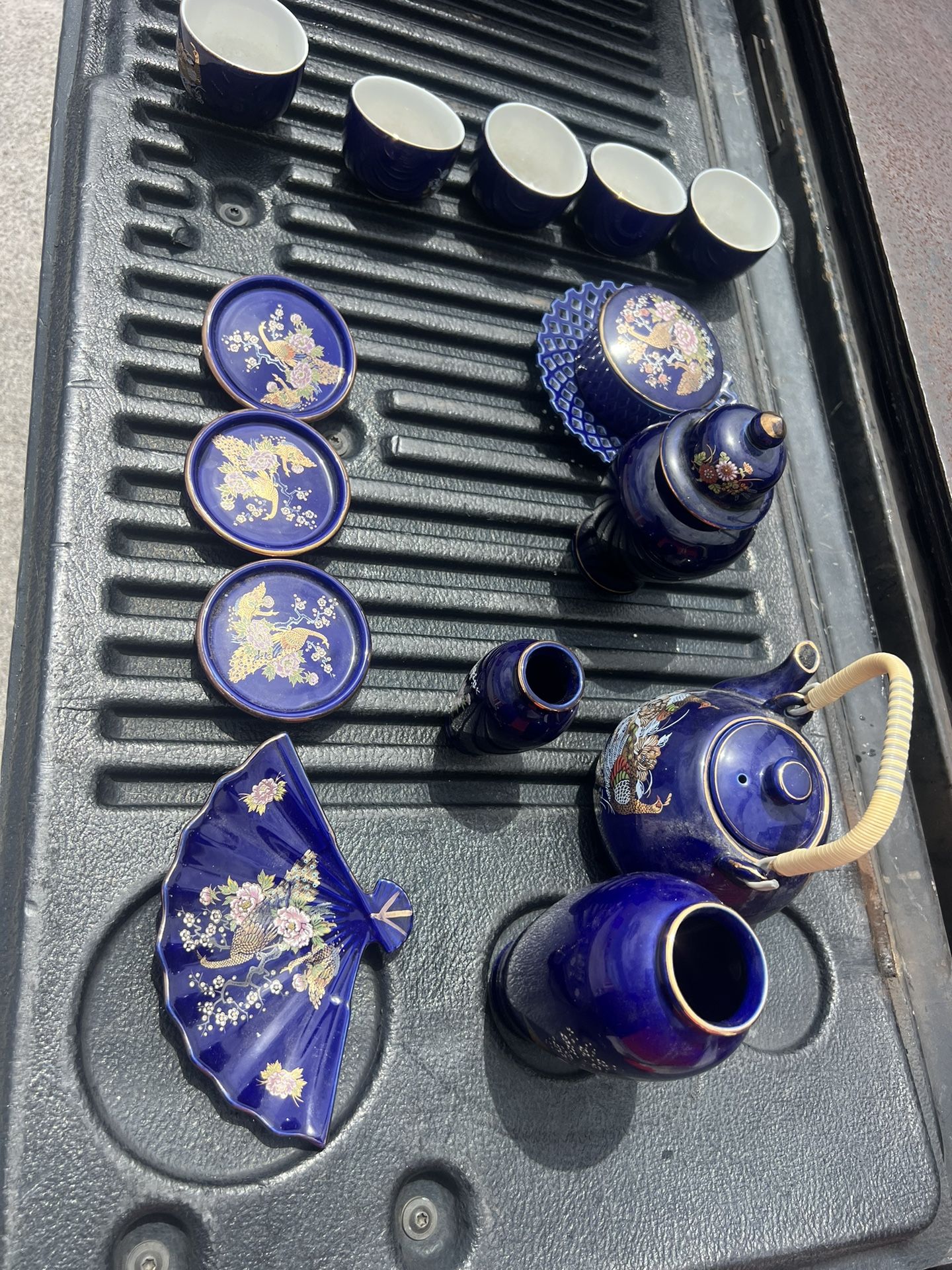 Japanese Tea Set Cobalt Blue Porcelain Interpur