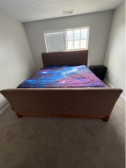 King Size Corduroy Sleigh Bed Frame + Box Springs