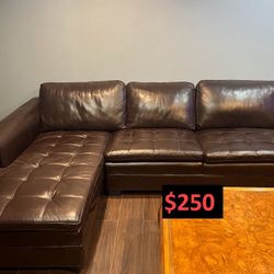 Leather Couch With Chase