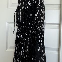 Tie Front Black And Silver Dress
