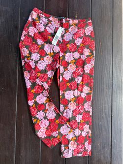 Ellen Tracy Linda Allarde Floral Ankle Pants Petite 2