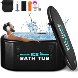 Cold Plunge Tub, 155 Gallon Portable Inflatable Ice Bath Tub for Athletes, Water Chiller Compatible, Cold Water Therapy Home Outdoor Use, Large for Ad