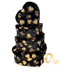 Lyforpyton Heart Shaped Gift Boxes Black Set of 4 for Valentine's Day Bridesmaid Proposal Wedding Nesting Gift Box with Lids