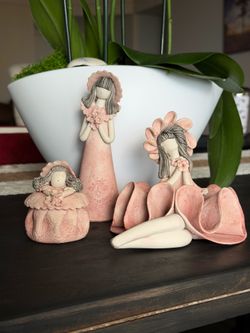 Set of 3 Handmade Ceramic Dolls