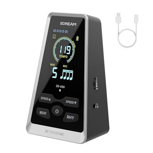 Digital Metronome for Piano,Guitar,Violin,Rechargeable LCD Electronic Metronome with Human Voice,Professional Metronome for Beginners & Mus