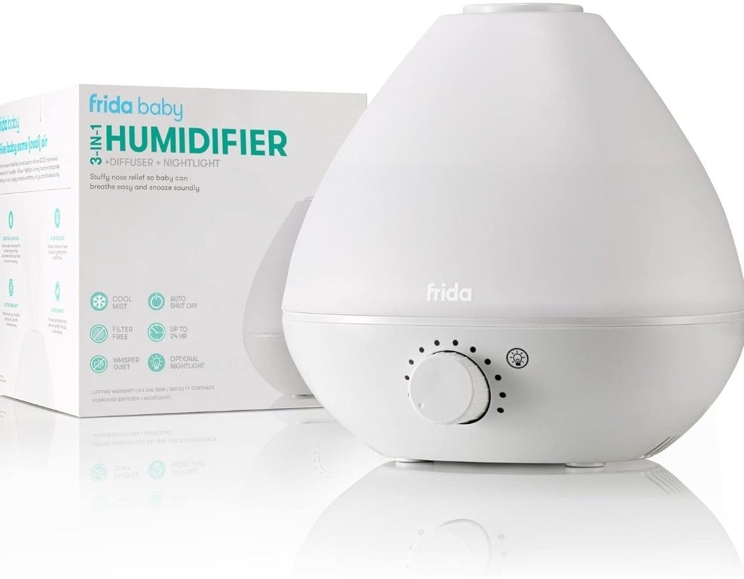 COOL MIST HUMIDIFIER:Uses the power of ultrasonic vibration to turn water into a cool hydrating mist