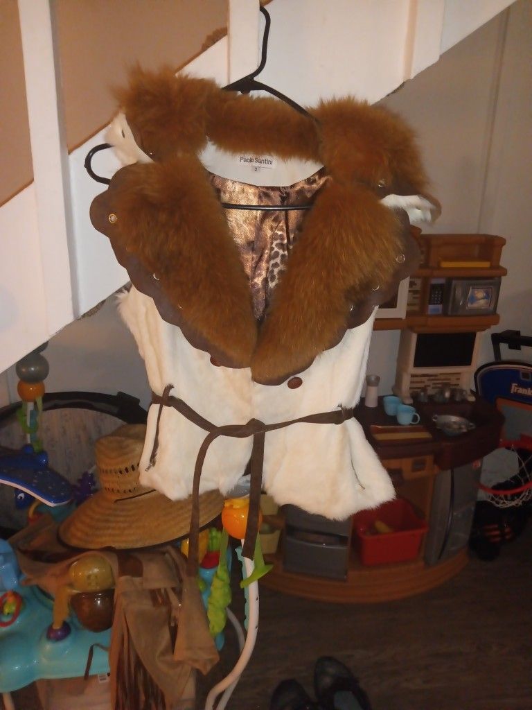 Size To Vintage 100% Leather And 100% Fur Paolo Santini Vest Jacket