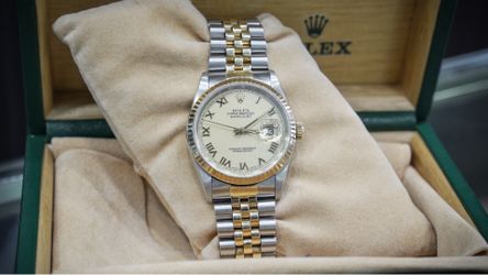 Rolex Datejust 36MM Lemon Black Roman Enamel Dial Two Tone on Jubilee