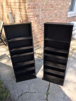 2 Black wooden shelves 