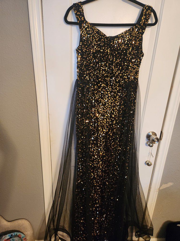 Black And Gold Long Dress