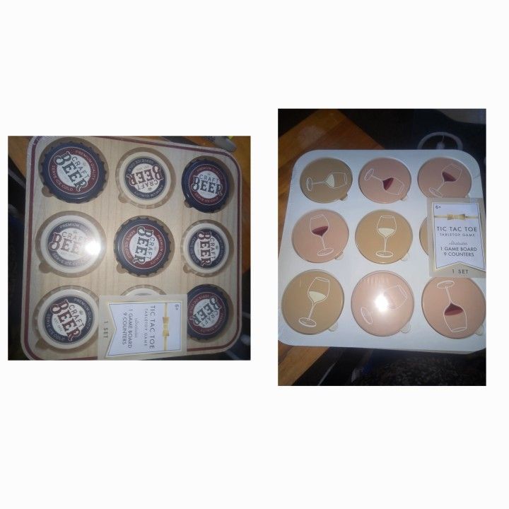 🆕️LARGE 12X12 TICK TAC TOE TABLE TOP GAME. CHOICE OF WINE OR BEER CAPS