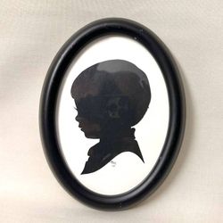 Vintage Black And White Cut Out Silhouette Profile Oval Frame Made In Finland