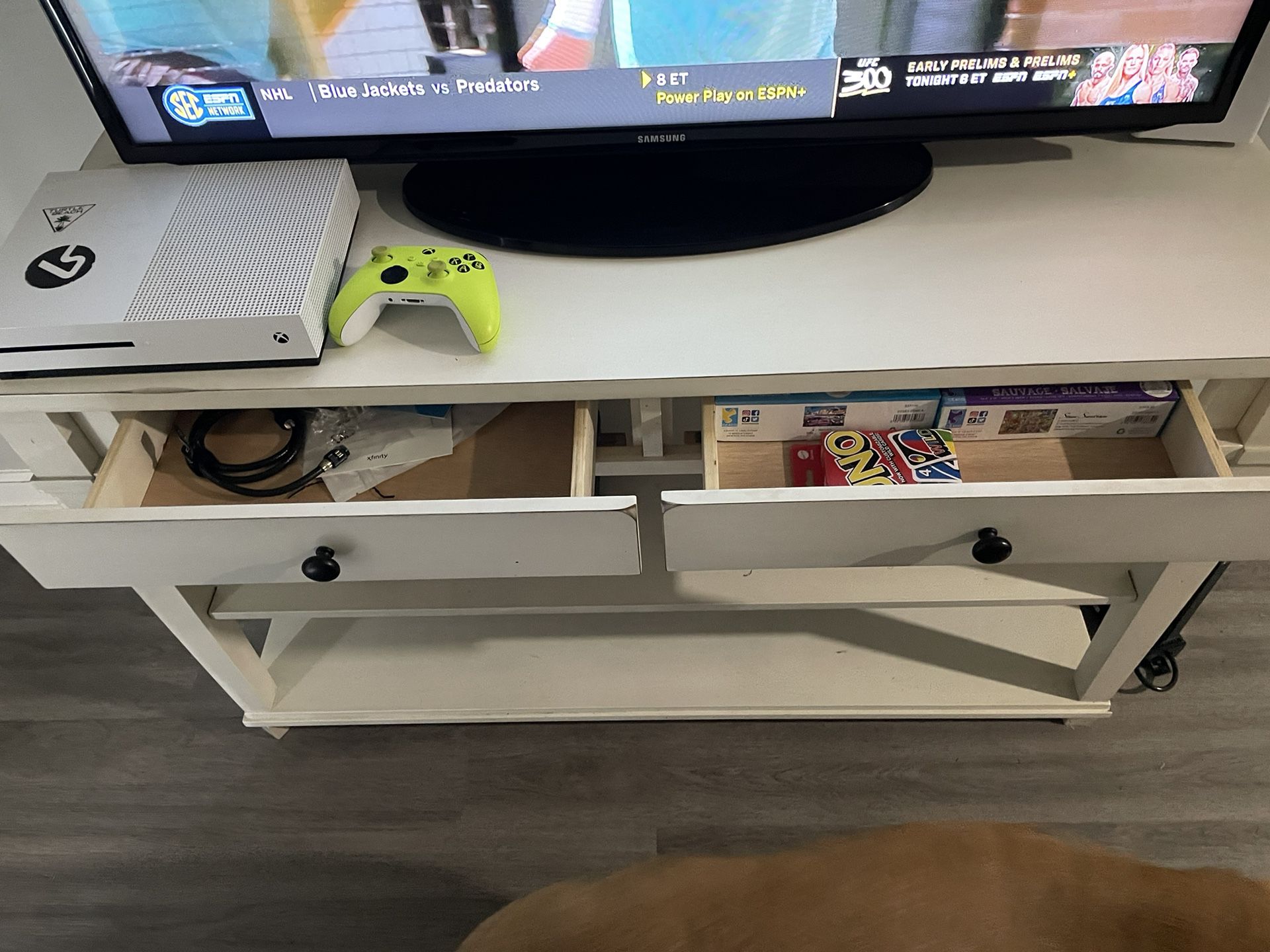 White Sofa Table With 2 Drawers 