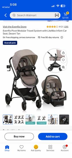 EvenFlo pivot travel system with Litemax car seat and 3 bases