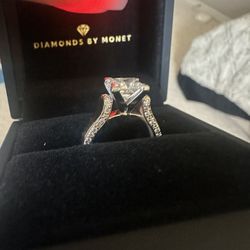 2 Carat Engagement / Wedding Ring 14k Gold With Diamond Inlay 