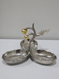 Divided Serving Tray Snack Appetizer Metal From India