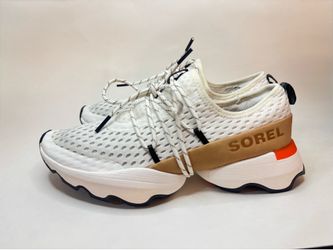 Sorel Kinetic Impact Lace White Tan Orange Chunky Sneaker Shoes Size US 8