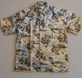 Vintage Pierre Cardin Hawaiian Shirt Men's Large Cotton Tropical Fish