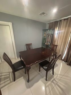 Dark Wood Dining Table with 4 Chairs