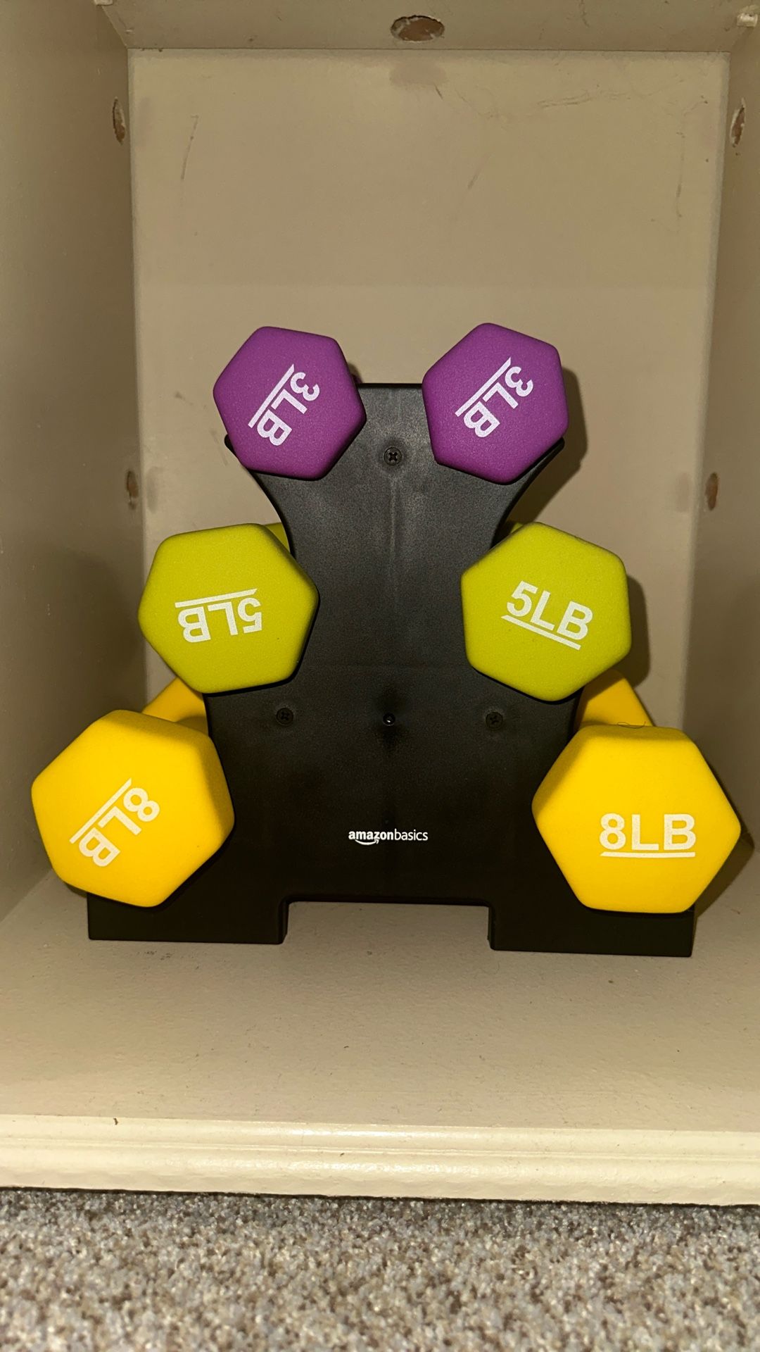 Workout Dumbbell - Color Coated 3, 5, 8 Lb