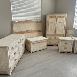🌴 Beautiful Pier 1 Imports Jamaica Wicker Bedroom Set - Complete 7- Piece Set 🌴EUC & Clean