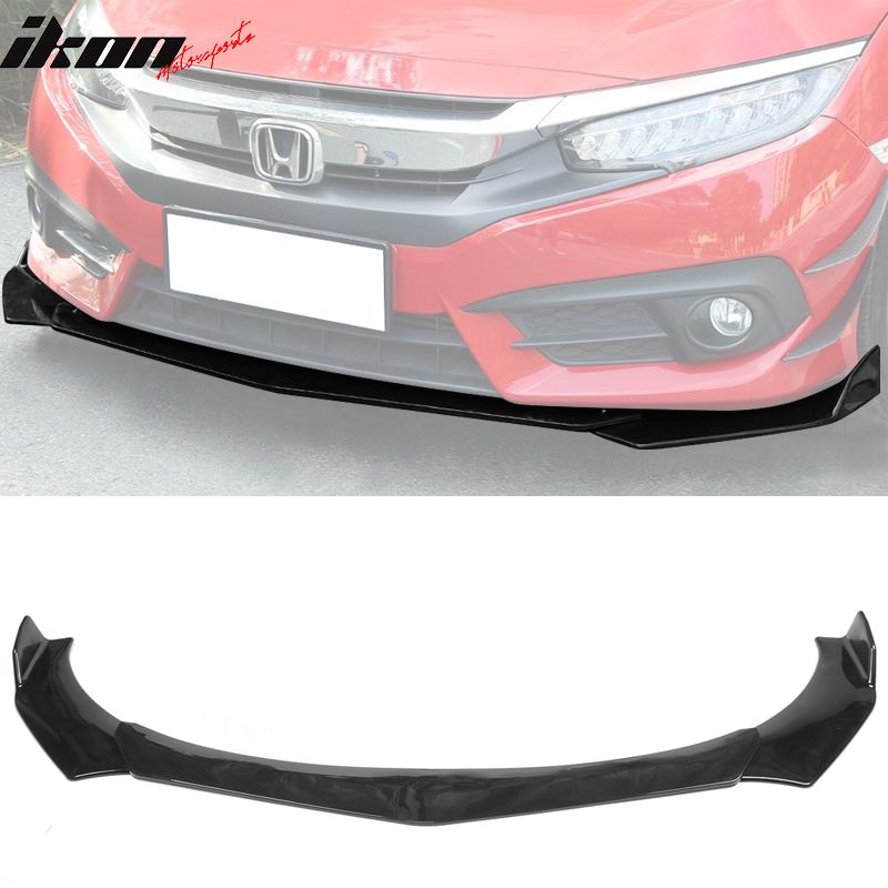 Adjustable 3PC Universal Front Bumper Lip Fits 62"-66" Width B Style Gloss Black