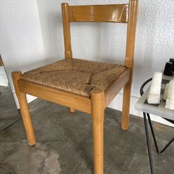 Mid Century Modern  Wood Wicker Chair