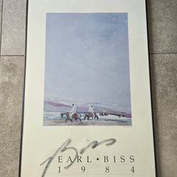 Earl Biss Signed Art Print Vtg 1984 Framed 32x22"