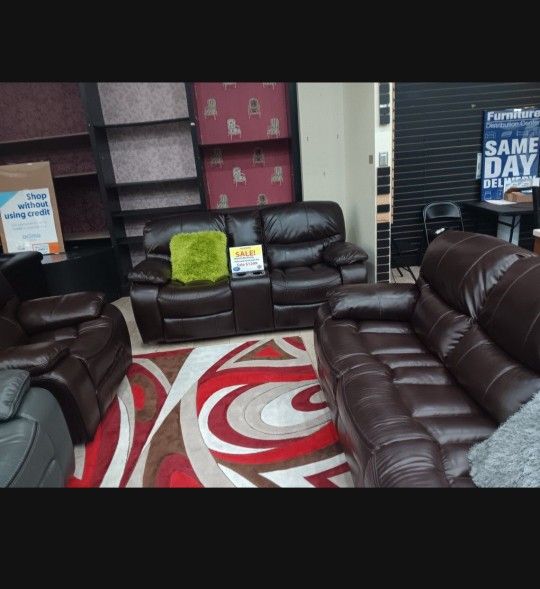 *Summer Closeout Sale!!!*---Stunning Madrid Brown Leather Reclining Sets---Delivery And Financing Availableby🤭